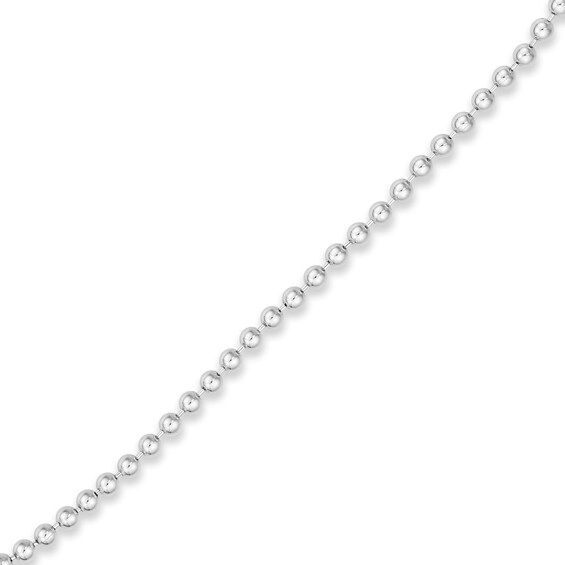2.0mm Bead Chain Bracelet in Solid 14K White Gold - 7.5"