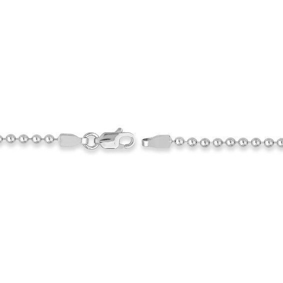 2.0mm Bead Chain Bracelet in Solid 14K White Gold - 7.5"