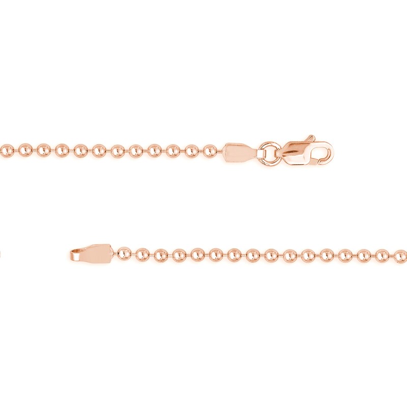 Main Image 2 of 2.0mm Bead Chain Necklace in Solid 14K Rose Gold
