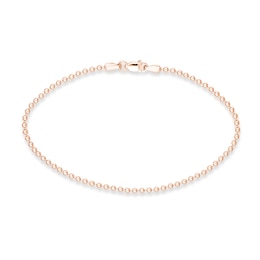 2.0mm Bead Chain Bracelet in Solid 14K Rose Gold - 7.5"