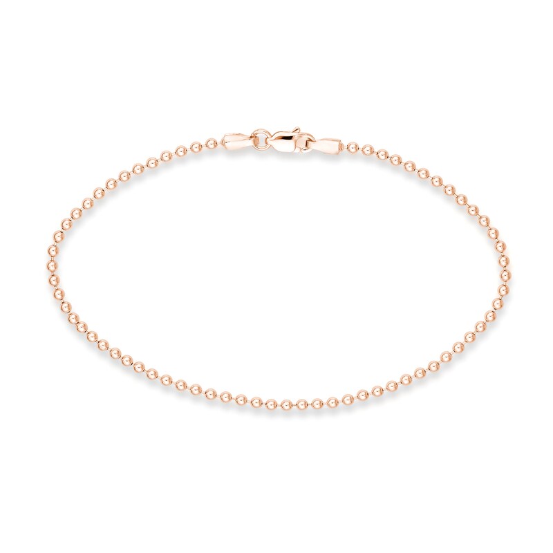 2.0mm Bead Chain Bracelet in Solid 14K Rose Gold - 7.5"