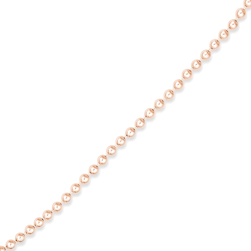 2.0mm Bead Chain Bracelet in Solid 14K Rose Gold - 7.5"