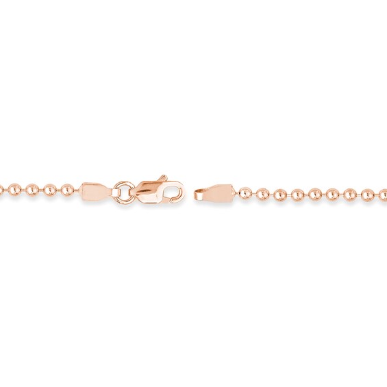 2.0mm Bead Chain Bracelet in Solid 14K Rose Gold - 7.5"