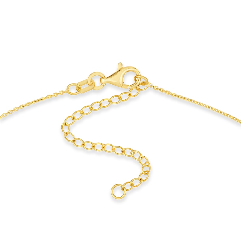 Main Image 2 of Turquoise Enamel Diamond-Cut Evil Eye Bead Station Necklace in 14K Gold