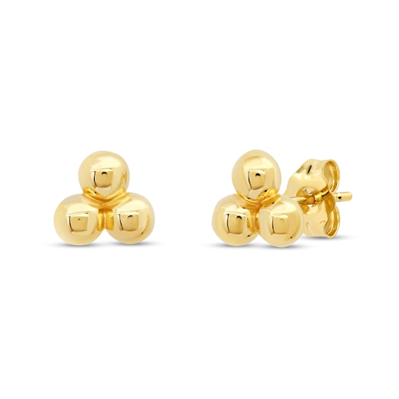 Bead Trio Stud Earrings in 10K Gold