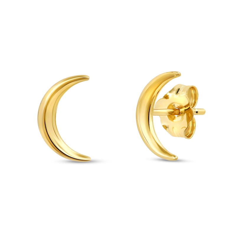 Main Image 1 of Crescent Moon Stud Earrings in 10K Gold