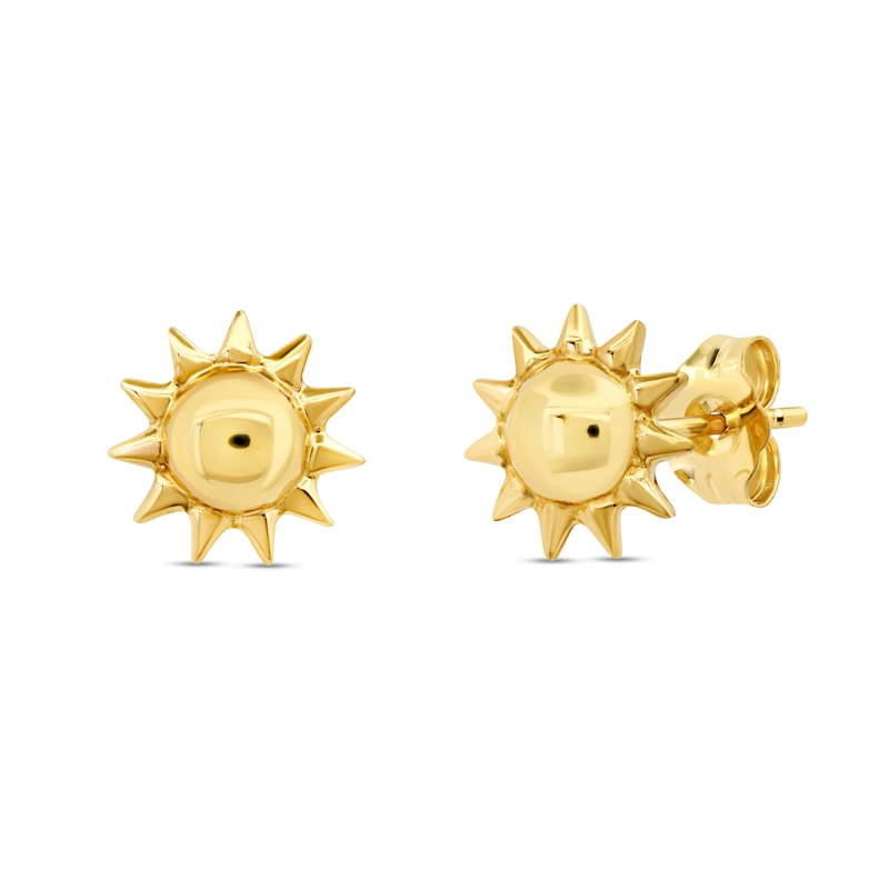 Sun Stud Earrings in 10K Gold