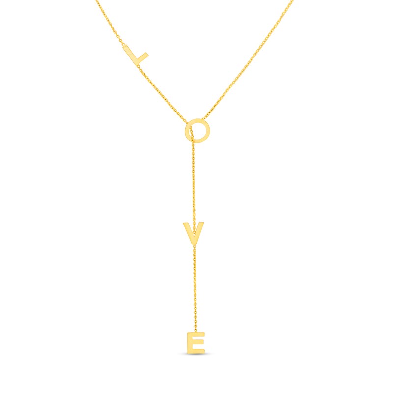 Main Image 1 of Diamond-Cut &quot;LOVE&quot; Lariat-Style Necklace in 14K Gold