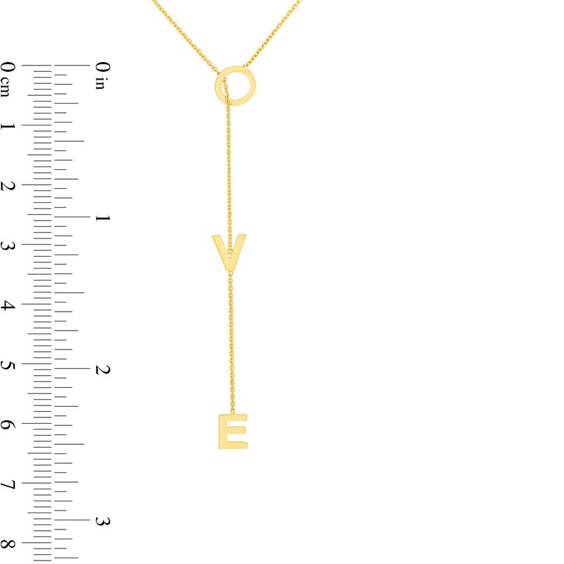 Main Image 3 of Diamond-Cut &quot;LOVE&quot; Lariat-Style Necklace in 14K Gold