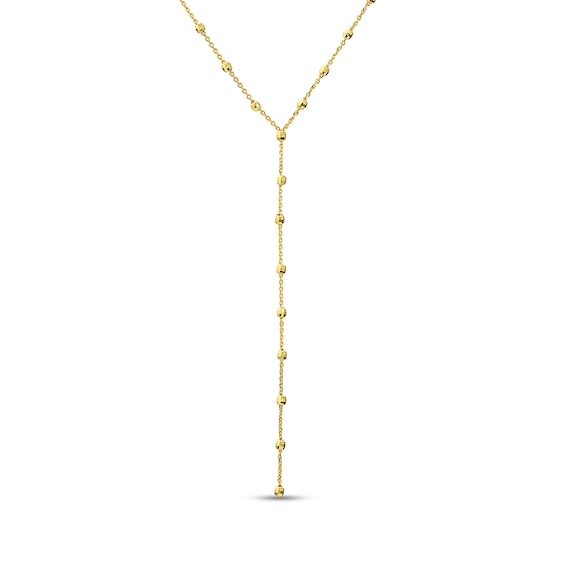 Diamond-Cut Bead Station "Y" Necklace in 14K Gold