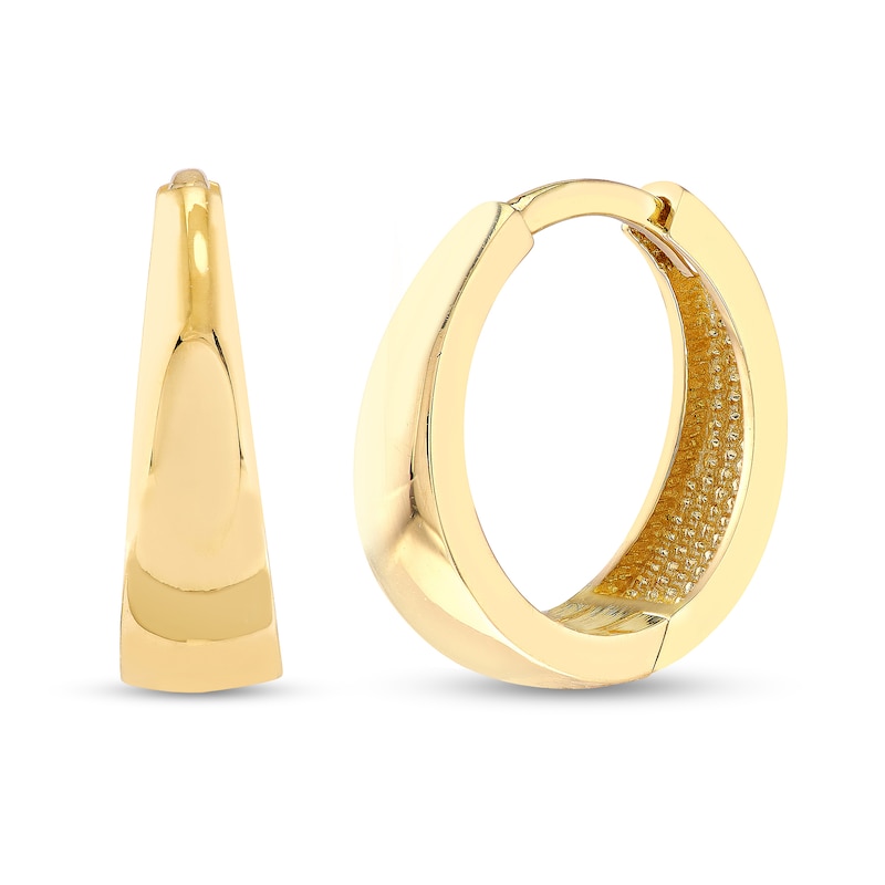 Main Image 1 of 12.8mm Tapered Huggie Hoop Earrings in 14K Gold
