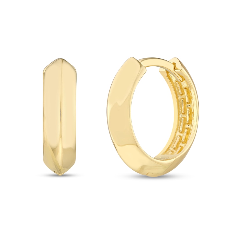 Main Image 1 of 13.5mm Knife Edge Huggie Hoop Earrings in 14K Gold