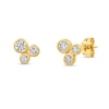 White Lab-Created Sapphire Graduated Trio Cluster Stud Earrings in 10K Gold