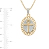 Thumbnail Image 3 of Men's 1/6 CT. T.W. Diamond Linked Chain Frame Oval Ankh Pendant in Sterling Silver with 14K Gold Plate