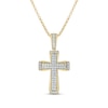 Thumbnail Image 1 of Men's 1/5 CT. T.W. Diamond Double-Row Three-Dimensional Cross Pendant in Sterling Silver with 14K Gold Plate