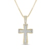 Thumbnail Image 0 of Men's 1/5 CT. T.W. Diamond Double-Row Three-Dimensional Cross Pendant in Sterling Silver with 14K Gold Plate