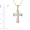 Thumbnail Image 2 of Men's 1/5 CT. T.W. Diamond Double-Row Three-Dimensional Cross Pendant in Sterling Silver with 14K Gold Plate