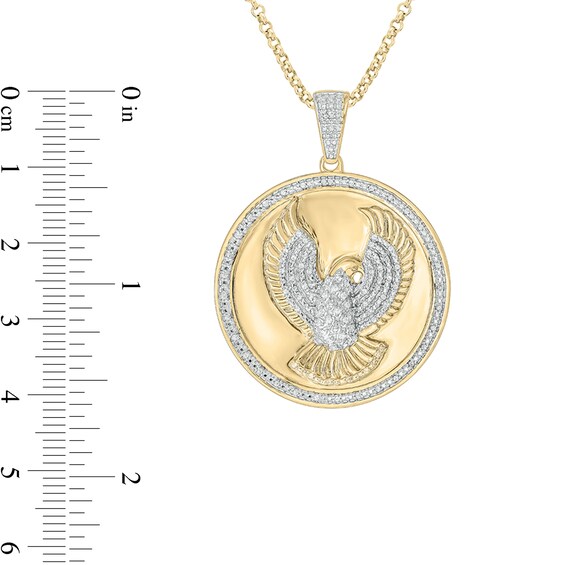 Men's 1/4 Ct.t.w. Diamond Eagle Circle Medallion Pendant in Sterling Silver with 14K Gold Plate