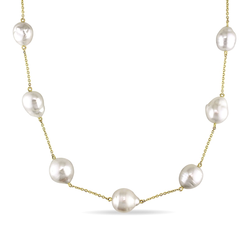 Main Image 1 of 11.0-13.0mm South Sea Cultured Pearl Bead Station Necklace in 14K Gold