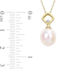 Thumbnail Image 3 of 9.0-9.5mm Baroque Freshwater Cultured Pearl and Diamond Accent Square Bail Pendant in 10K Gold-17"