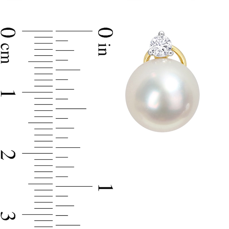 Main Image 3 of 12.0-12.5mm Baroque South Sea Cultured Pearl and 3/8 CT. T.W. Diamond Stud Earrings in 14K Gold