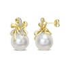 12.0-12.5mm Baroque Cultured South Sea Pearl and 1/10 CT. T.W. Diamond Double Bow Drop Earrings in 10K Gold