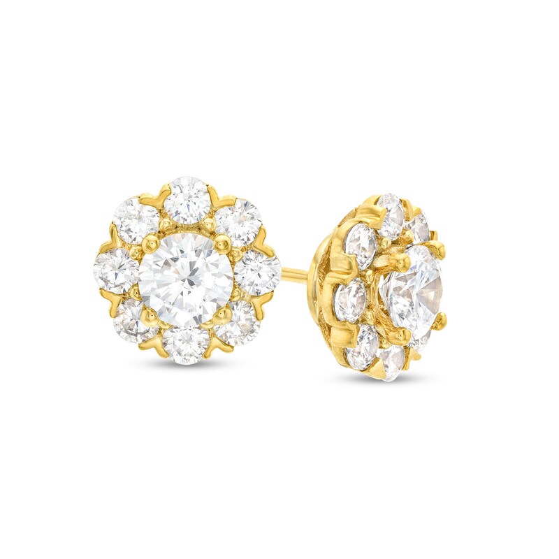 2 CT. T.W. Diamond Flower Frame Stud Earrings in 10K Gold