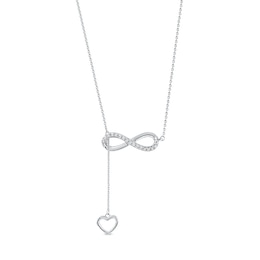 1/8 CT. T.W. Diamond Infinity Heart Lariat-Style Necklace in Sterling Silver - 19"