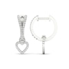 Thumbnail Image 1 of 1/3 CT. T.W. Diamond Heart Drop Hoop Earrings in 10K White Gold