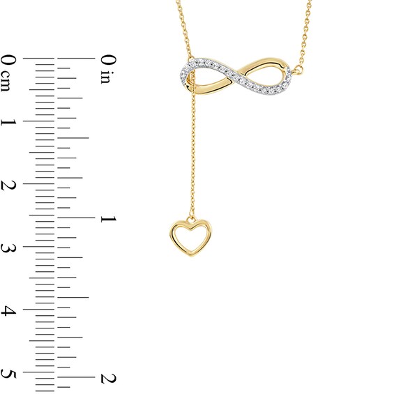 1/8 CT. T.w. Diamond Infinity Heart Lariat-Style Necklace in Sterling Silver with 14K Gold Plate - 19"