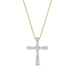 1/3 CT. T.W. Diamond Graduated Cross Pendant in 10K Gold