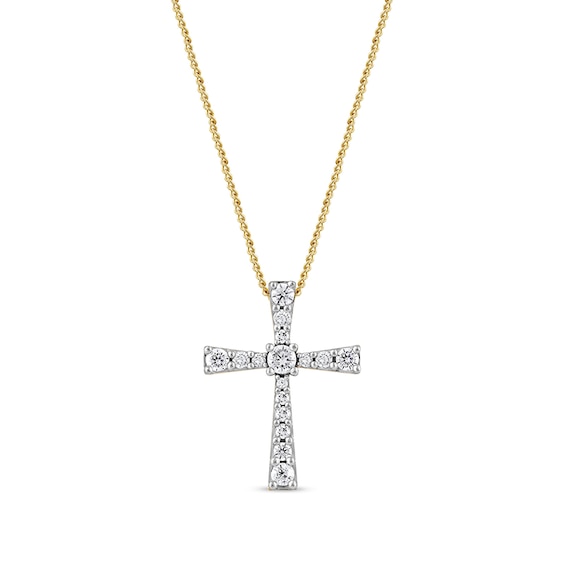 1/3 CT. T.w. Diamond Graduated Cross Pendant in 10K Gold