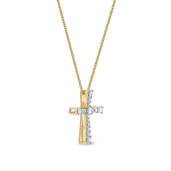 1/3 CT. T.w. Diamond Graduated Cross Pendant in 10K Gold