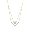 Thumbnail Image 1 of 1/3 C.T. T.W. Diamond Heart and Chevron Double Strand Necklace in 10K Gold