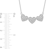 Thumbnail Image 4 of 1/6 CT. T.W. Diamond Triple Heart Bead Frame Necklace in Sterling Silver