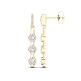 1/3 CT. T.W. Multi-Diamond Trio Paper Clip Link Linear Drop Earrings in 10K Gold