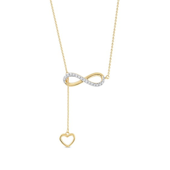 1/8 CT. T.w. Diamond Infinity Heart Lariat-Style Necklace in Sterling Silver with 14K Gold Plate - 19"