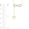 Thumbnail Image 4 of 1/8 CT. T.W. Diamond Infinity Heart Lariat-Style Necklace in Sterling Silver with 14K Gold Plate - 19"