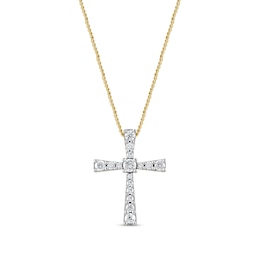 1/3 CT. T.W. Diamond Graduated Cross Pendant in 10K Gold