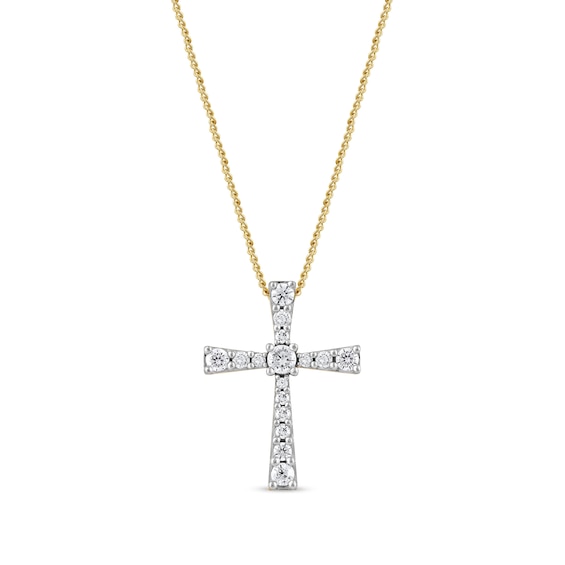 1/3 CT. T.w. Diamond Graduated Cross Pendant in 10K Gold