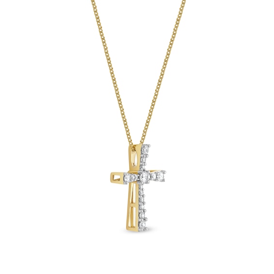 1/3 CT. T.w. Diamond Graduated Cross Pendant in 10K Gold