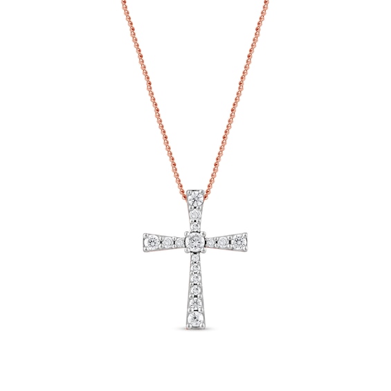 1/3 CT. T.w. Diamond Graduated Cross Pendant in 10K Rose Gold