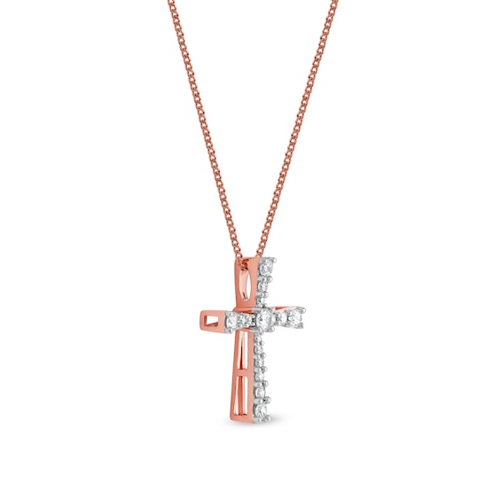 1/3 CT. T.w. Diamond Graduated Cross Pendant in 10K Rose Gold