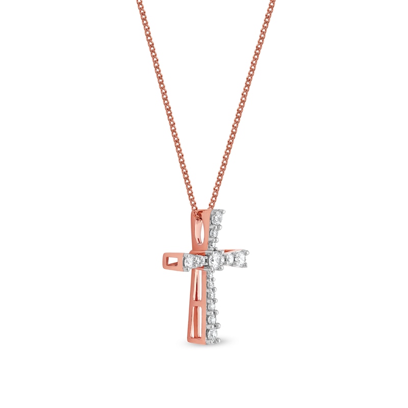 1/3 CT. T.W. Diamond Graduated Cross Pendant in 10K Rose Gold