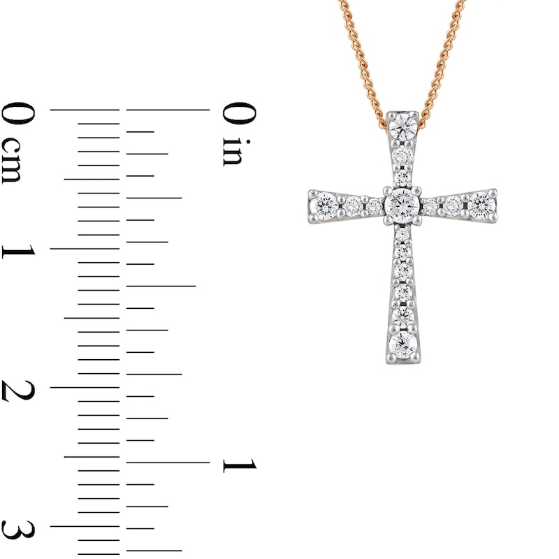 1/3 CT. T.W. Diamond Graduated Cross Pendant in 10K Rose Gold