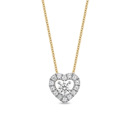 3/8 CT. T.W. Diamond Interior Stone Heart Frame Necklace in 10K Gold