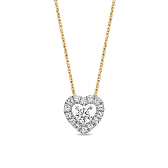 3/8 CT. T.w. Diamond Interior Stone Heart Frame Necklace in 10K Gold