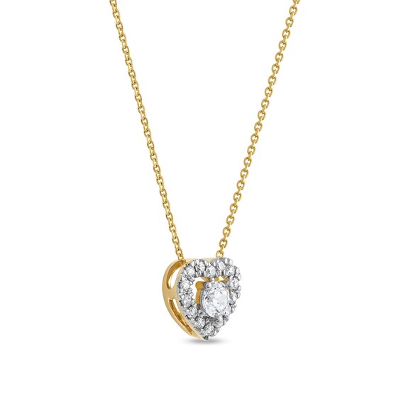 3/8 CT. T.w. Diamond Interior Stone Heart Frame Necklace in 10K Gold