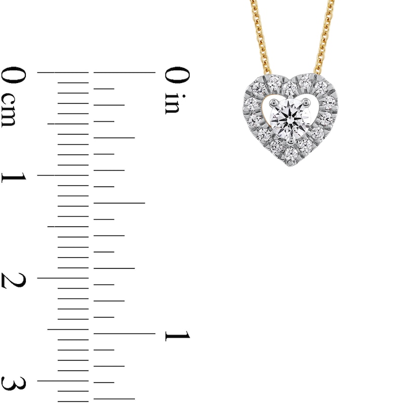 Main Image 4 of 3/8 CT. T.W. Diamond Interior Stone Heart Frame Necklace in 10K Gold