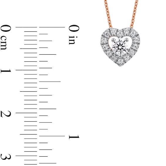 3/8 CT. T.w. Diamond Interior Stone Heart Frame Necklace in 10K Rose Gold